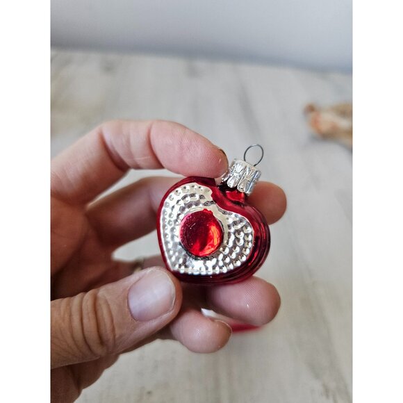 Vintage heart Canadian glass ornament Xmas tree set - Picture 4 of 11